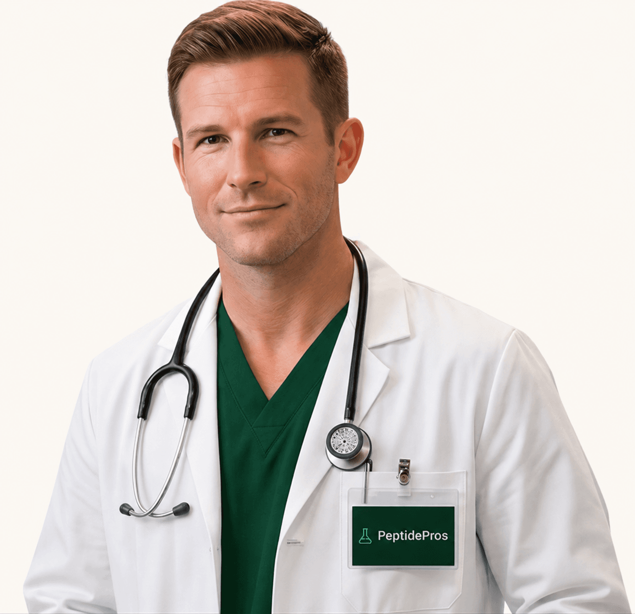 Doctor reviewing peptide vendor options
